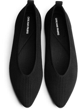 Dream Pairs Women's Black Pointed Toe Knit Ballet Flats Slip On Comfort Shoes